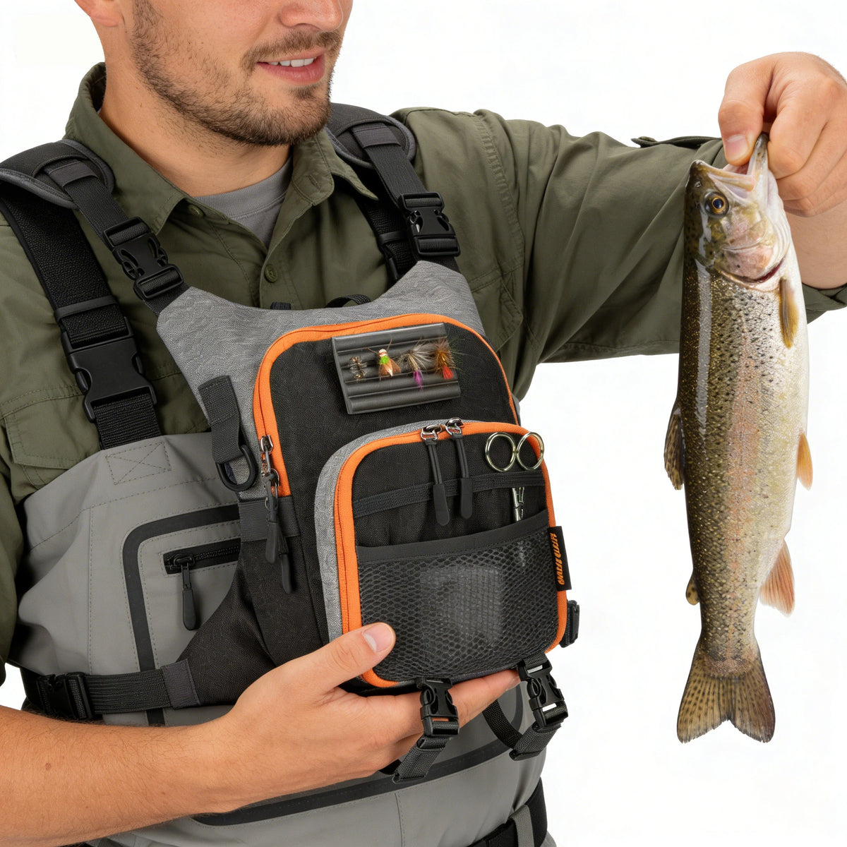 Fly Fishing Chest Bag for Storing Fishing Tackle, Holds Two Fly Boxes, Outdoor Fishing Bag, Fishing Supplies Storage Bag