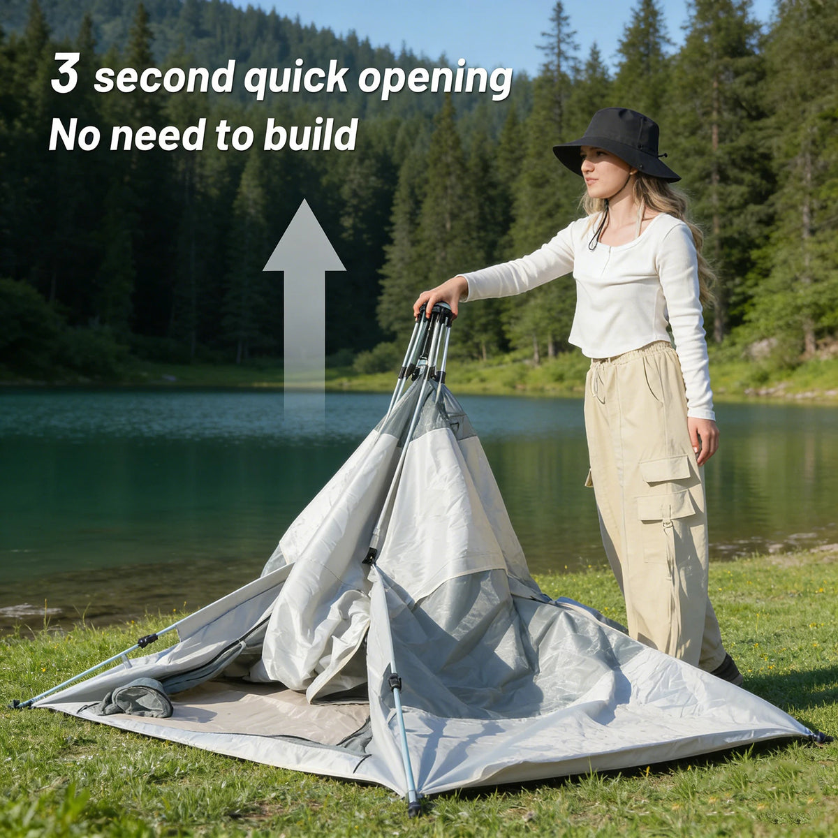 PAKICETUS 2-5 Person Instant Dome Camping Tent, 1 Minute Quick Easy Setup Dual Doors Spacious Lightweight Pop Up Tent, Portable Backpacking Outdoor Travel Tent