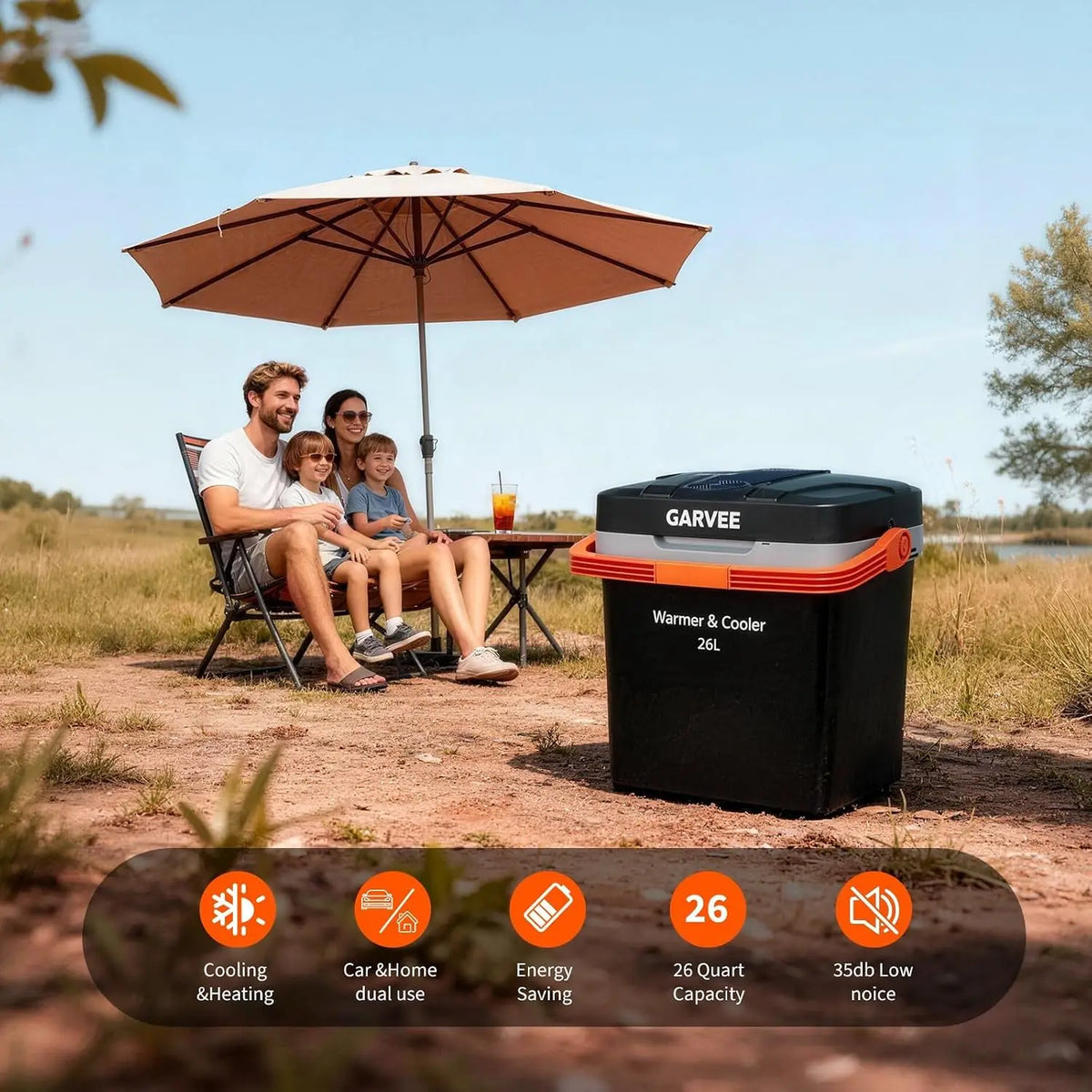 Tacleekii 26L Portable Car Refrigerator Mini Freezer  with Auto-Lock Handle Electric Cooler & Warmer Mini Fridge for RVs, Boats, Camping, Fishing