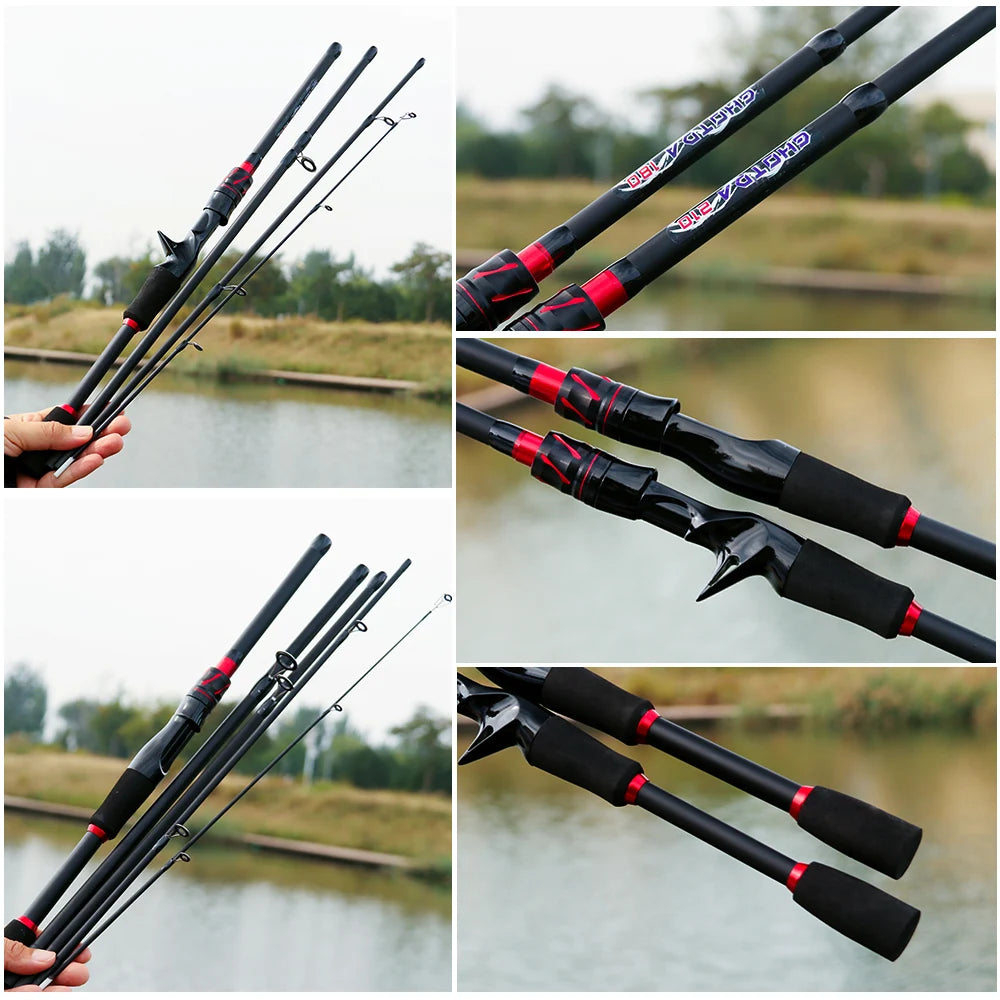 Casting Spinning Fishing Rod 2.1/1.8m UltraLight  Lure Rod  Carbon Fiber Rod Pole 4/5 Section with EVA Handle 3-15g Lure WT