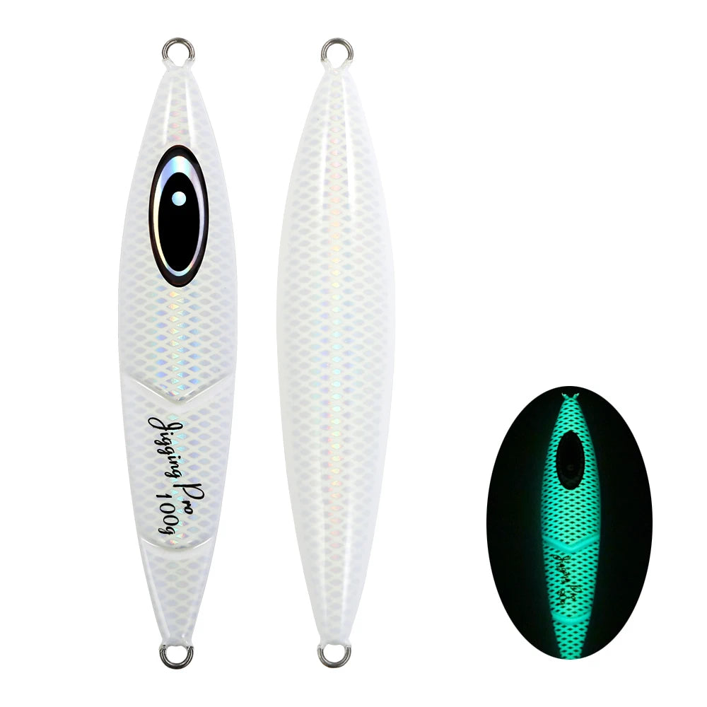 JIGGING PRO Slow Pitch Jigs 80g 100g 120g 150g Cranky Saltwater Shore Jigging Lure Luminous Spoon Metal Jig Fishing Lures