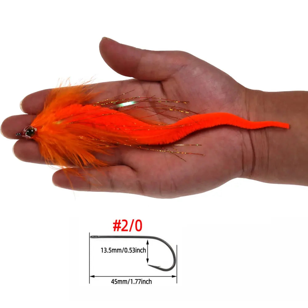 1/2PCS~ 8PCS 2/0 Dragon Tail Pike Streamers Bass Pike Muskie Fishing Lure Fly Saltwater Baitfish Big Fishing Dragontail Flies