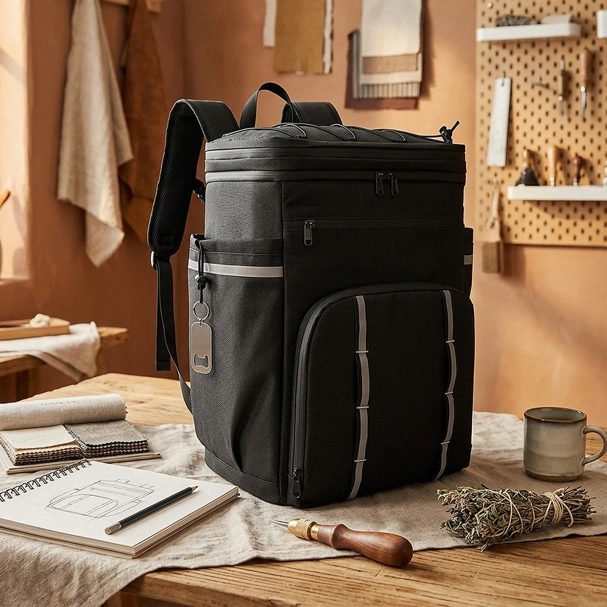 Zoyiancy 41L Insulated Cooler Backpack, Water-Resistant Black Soft Cooler Bag Holds 45 Cans, Large Lunch Backpack with Pockets for Camping, Hiking & Picnics