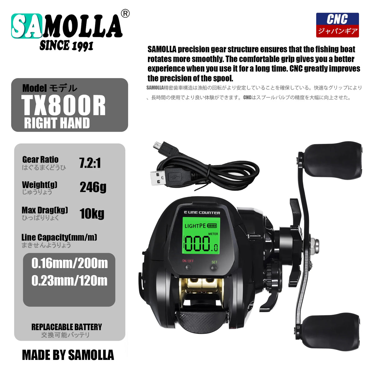 New Big Led Screen Electronic Baitcasting Fishing Reel High Speed 7.2:1 10kg Saltwater Waterproof Cast Drum Wheel Casting