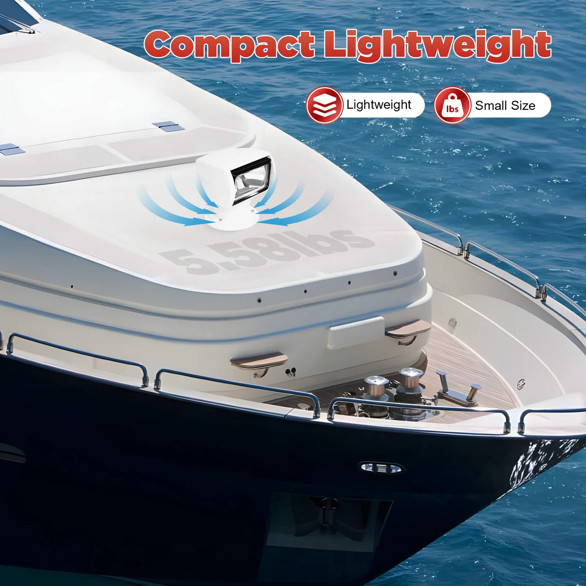 Spotlight Marine Spot Light Boat Searchlight Remote Control 12V 100W Waterproof, White, 360° Rotatable for Boat