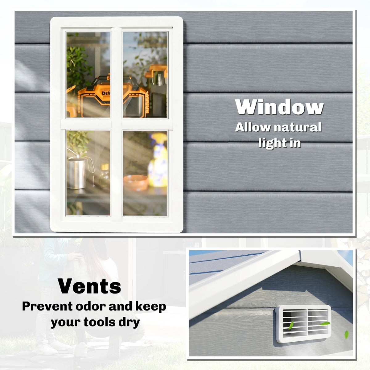 Outdoor Storage Shed 6'x4.5'Garden Shed with Lockable Doors Vent