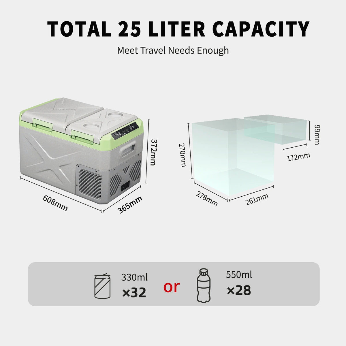 Alpicool XD35 Portable Car Fridge Compact 12V 220V Fridge Freezer with LED Light for Car & Boat