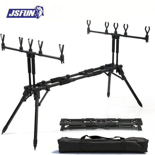 JSFUN  Adjustable 5-Rod Fishing Rod Stand – 90-140cm Extendable Tripod Foldable with 70cm Rod Holders for Shore Fishing