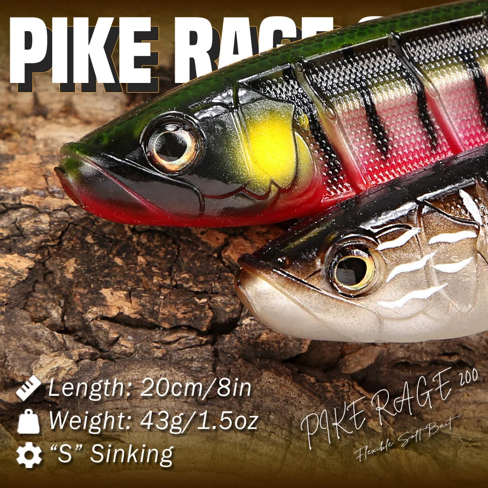 B&U 20cm Curly Tail Soft Fishing Lure Big Swimbait Grub Bait for Pike Musky Muskie Predator Fishing