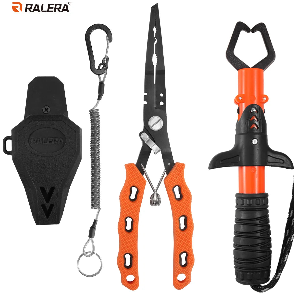 RALERA Saltwater Resistant Fishing Gear Tackle Kit: Fillet Knife, Fish Lip Gripper, Split Ring Fishing Pliers, Fishing Gifts for
